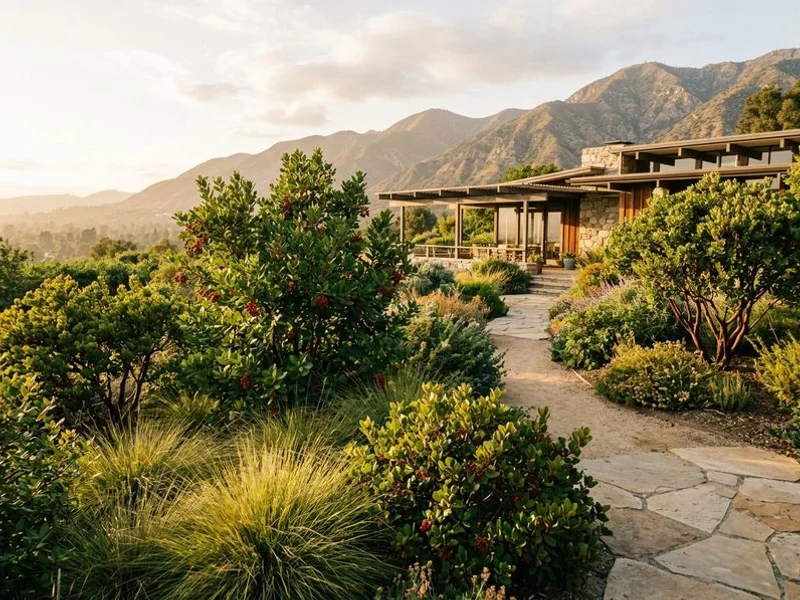 Mature California native garden in Pasadena foothills