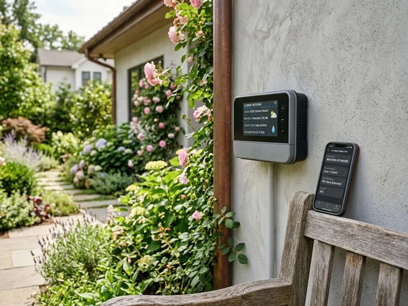 Wall-mounted smart irrigation controller with weather-based programming