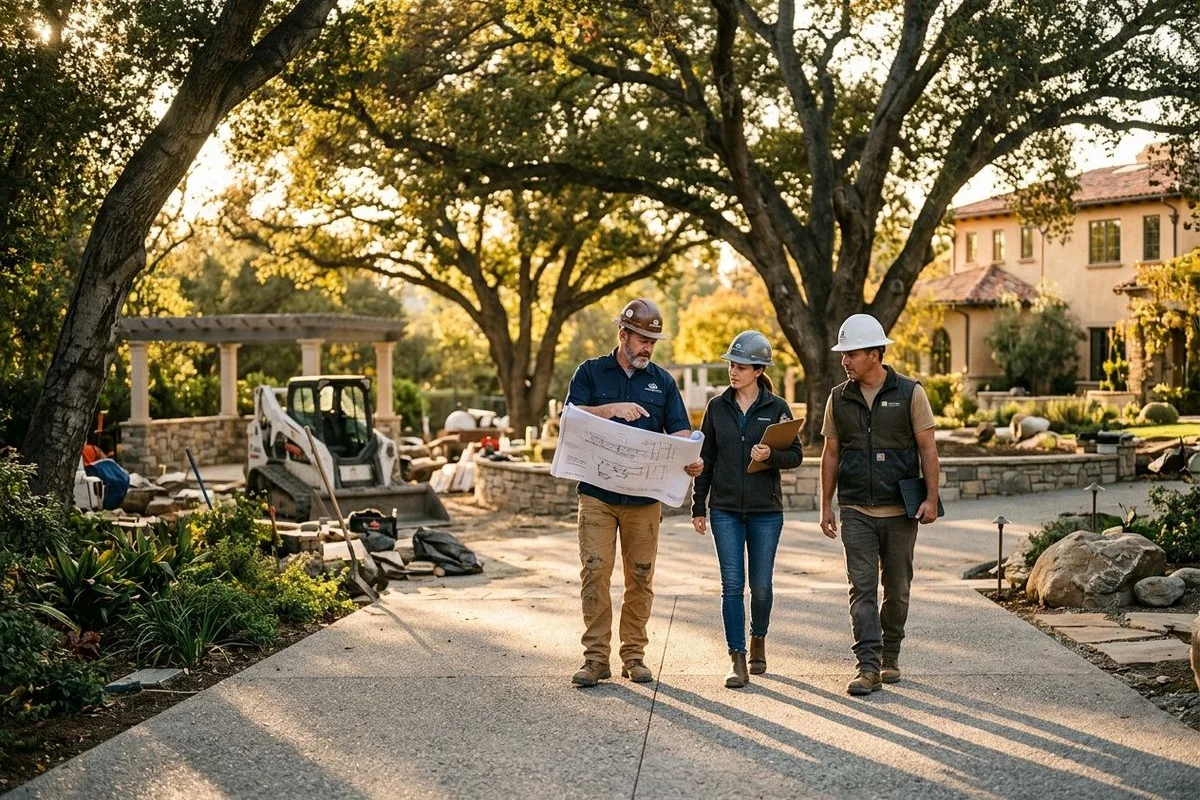 Ridgeline team walking a Pasadena project site